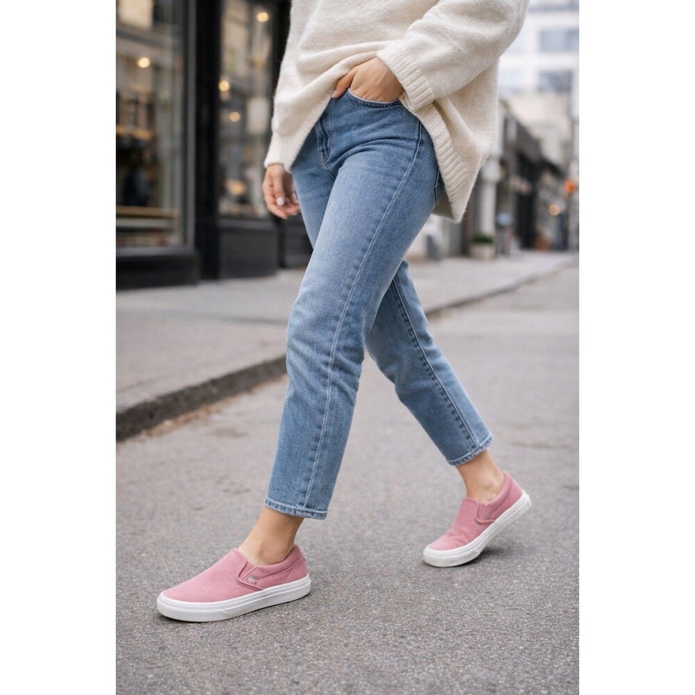 Vans Classic Slip-On Pink Herringbone Sneakers Women’s 9.5 (Men’s 8) Low Top